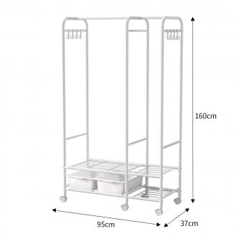 2024 New Metal Clothes Rack Durable Garment Rack With 2 Plastic Boxes